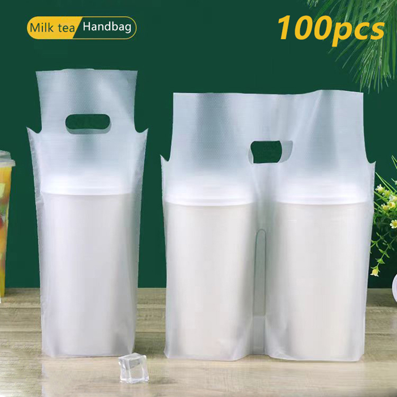 Coffee Tea Cups - 100Pcs Single/Double Cup Milk Tea Packaging