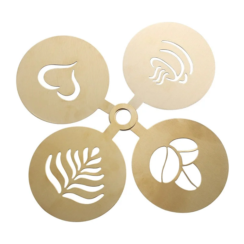 4pcs Golden Stainless Steel Co - огляд і ціна Coffee Stencil Art