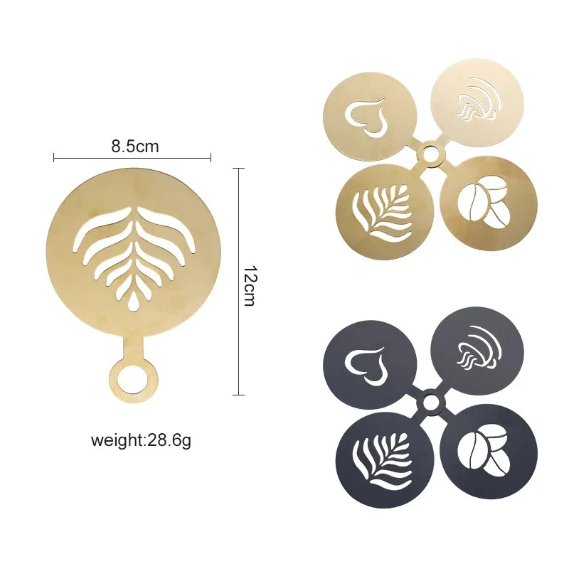 4pcs Golden Stainless Steel Co - огляд і ціна Coffee Stencil Art