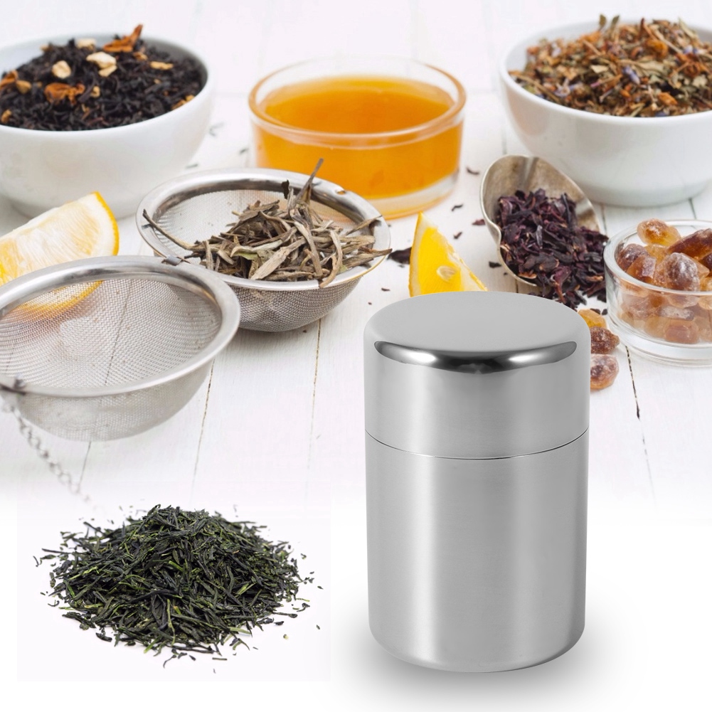 Tea Can Stainless Steel Tea Ti - огляд і ціна Coffee Tea Sugar Canisters