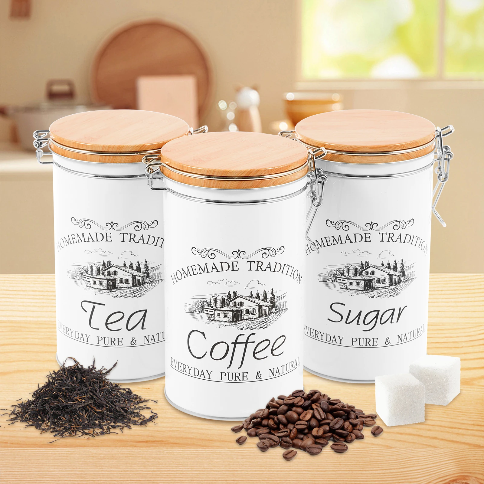 3Pcs/Set Tea Coffee Sugar Cani - огляд і ціна Coffee Tea Sugar Canisters