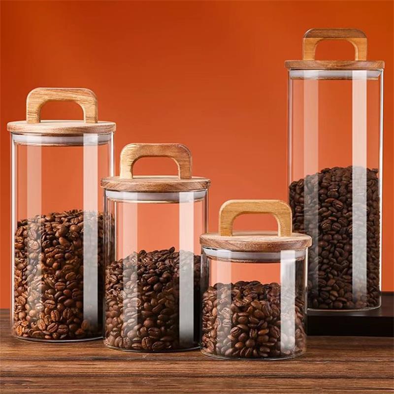Clear Glass Jar with Bamboo Li - огляд і ціна Coffee Tea Sugar Canisters
