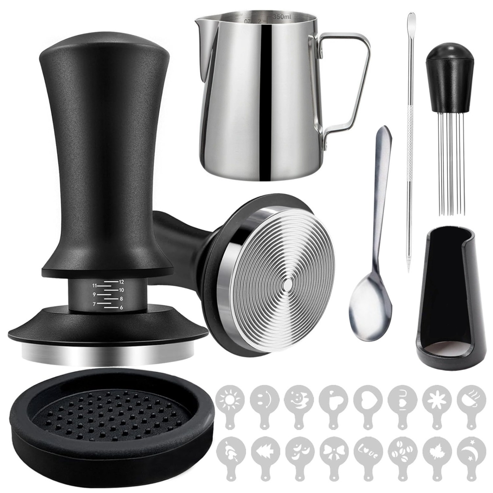 51mm Coffee Tamper Set 22PCS E - огляд і ціна Coffee Stencil Art