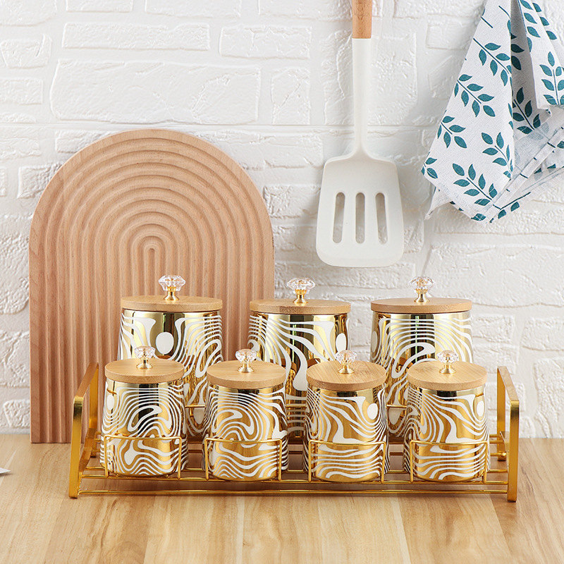 Set of 7 Color Glazed Ceramic  - огляд і ціна Coffee Tea Sugar Canisters